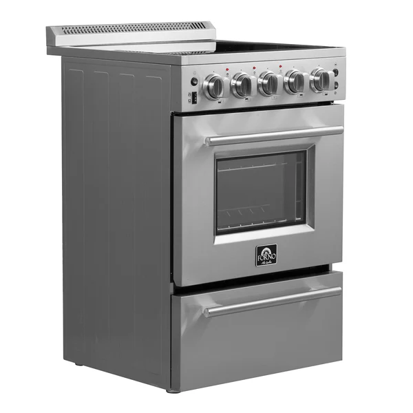 FORNO Loiano 24" 2.3 cu. ft. Freestanding Electric Range with 4 Element Burners in Stainless Steel, FFSEL6069-24 image 1
