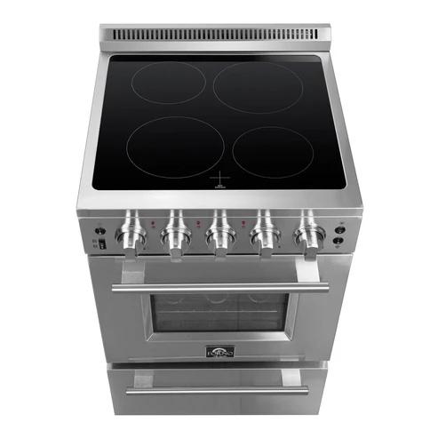 FORNO Loiano 24" 2.3 cu. ft. Freestanding Electric Range with 4 Element Burners in Stainless Steel, FFSEL6069-24 image 2