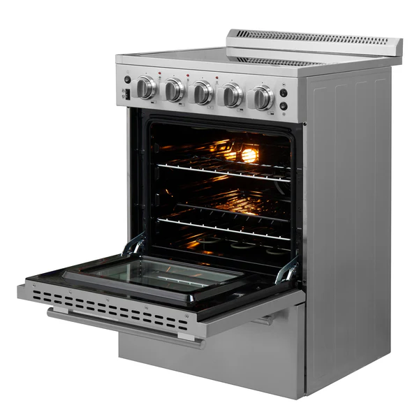 FORNO Loiano 24" 2.3 cu. ft. Freestanding Electric Range with 4 Element Burners in Stainless Steel, FFSEL6069-24 image 3
