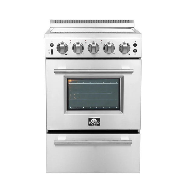 FORNO Loiano 24" 2.3 cu. ft. Freestanding Electric Range with 4 Element Burners in Stainless Steel, FFSEL6069-24