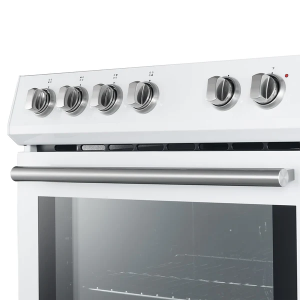 FORNO Espresso Leonardo 30" 5 cu. ft. Electric Range in White with Silver Handles, FFSEL6012-30WHT image 1