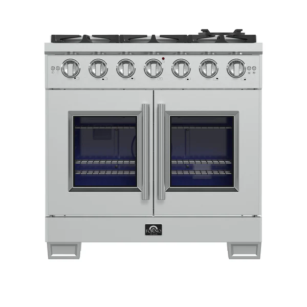 FORNO Capriasca 36" 5.36 cu. ft. Professional Gas Range with French Door and 6 Sealed Burners, FFSGS6460-36