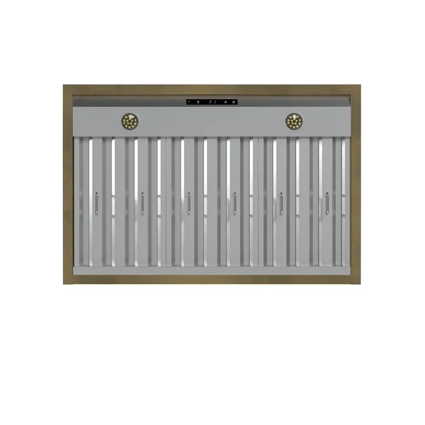 FORNO Espresso Vittorio 36" 600 CFM Wall Mount Range Hood in Black and Antique Brass Trim with Remote Control, FRHWM5078-36BLK image 3