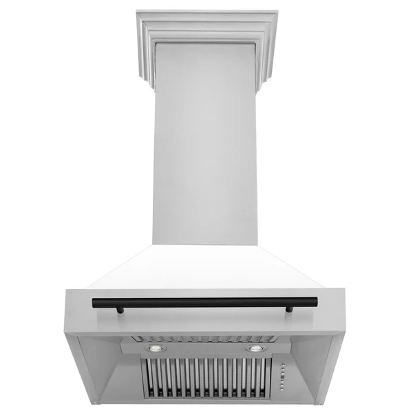 ZLINE 30 Inch Autograph Edition Stainless Steel Range Hood with White Matte Shell and Matte Black Handle, 8654STZ-WM30-MB image 2