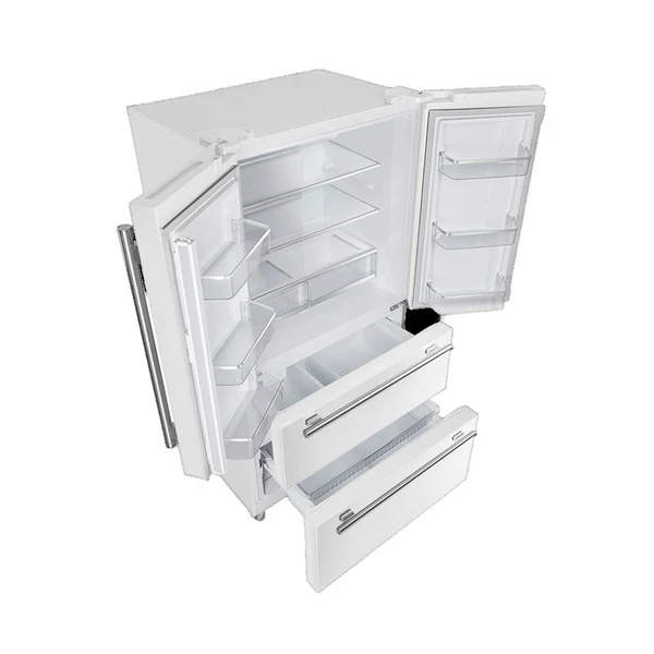 FORNO Espresso Moena 36" 19.2 cu. ft. Refrigerator with Ice Maker in White with Antique Brass Handles, FFRBI1820-36WHT image 1